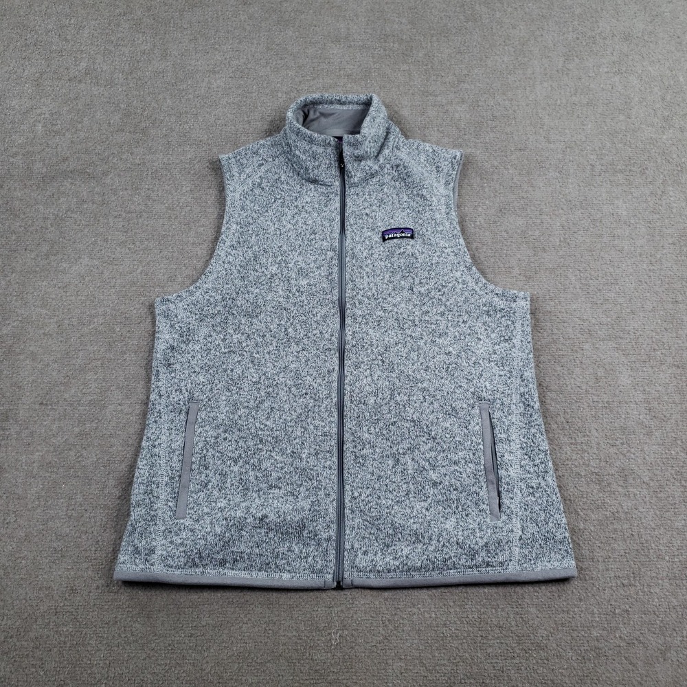 Patagonia Better Sweater Vest Womens Large Heather Gray Fleece Full Zip Pockets